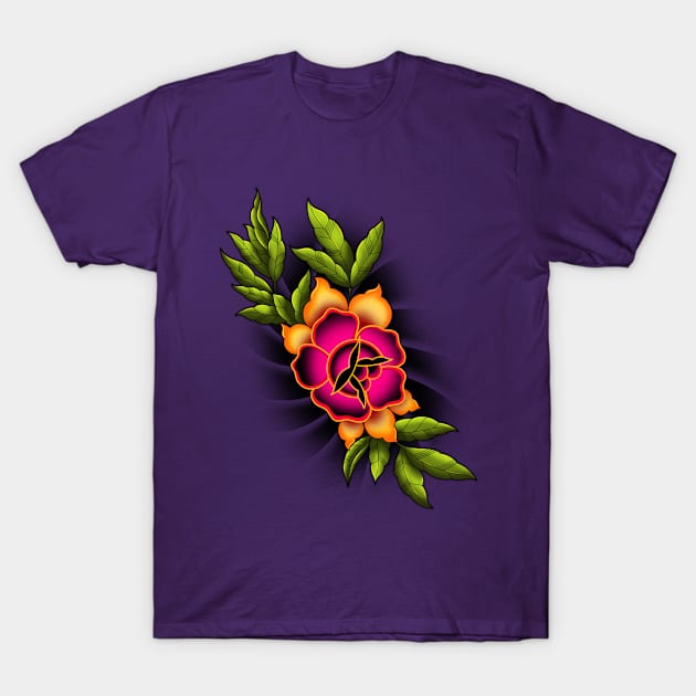 Neo trad trad rose mashup T-Shirt by Paradigm Ink